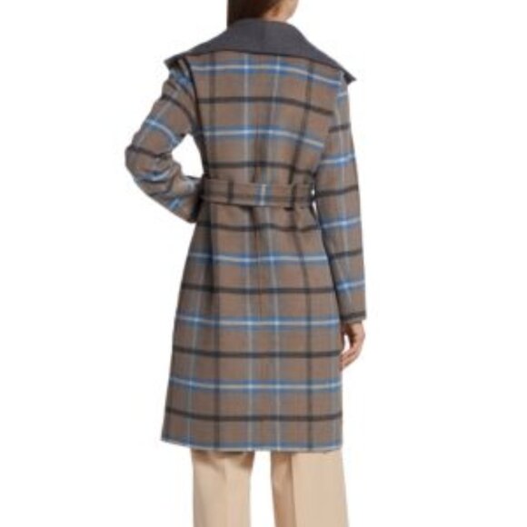 Elie Tahari Women's Wallace Plaid Wrap Coat – Cathedral Grey (NWT, Size L) - Picture 3 of 4
